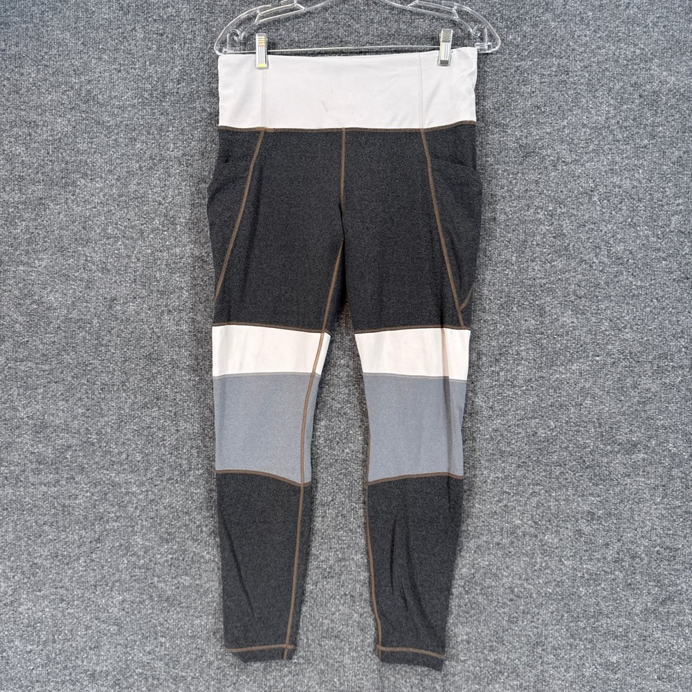 Athleta Leggings Womens Medium Gray Colorblock Pockets High Rise Athletic Pants